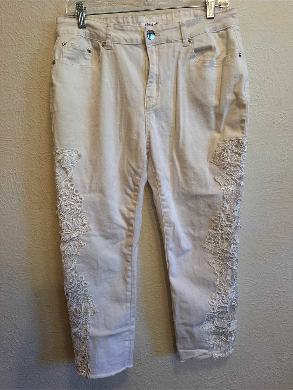 👻👻👻3 for 12$👻👻👻Kensie White Lace-Embroidered Women’s Jeans-14